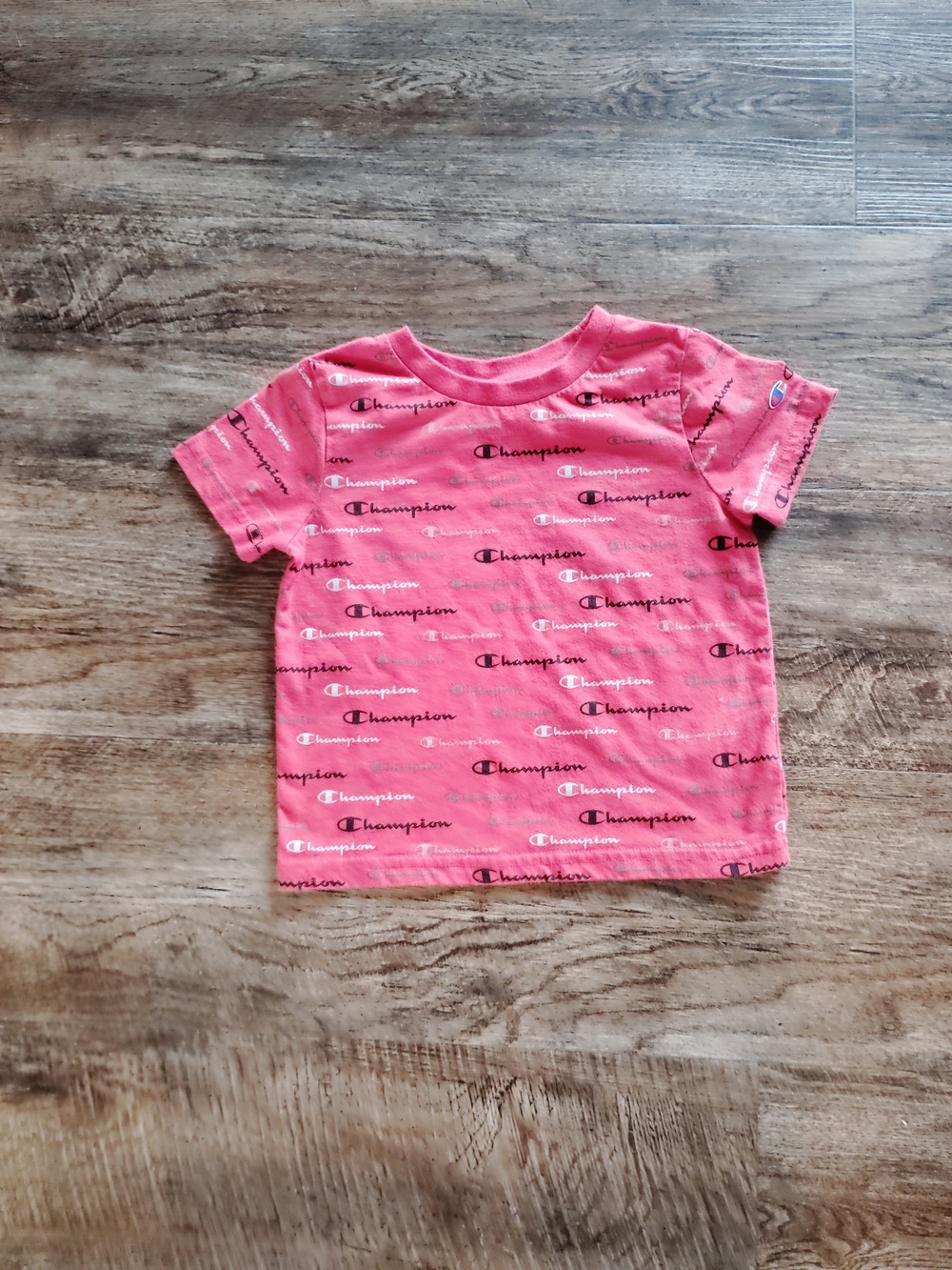 Champion Pink All-Over Logo Short Sleeve Tee
